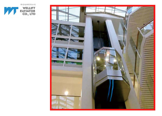 Πανοραμικός ανελκυστήρας γυαλιού λεωφόρων αγορών με την τοποθετημένη σε στρώματα καμπίνα γυαλιού ασφάλειας